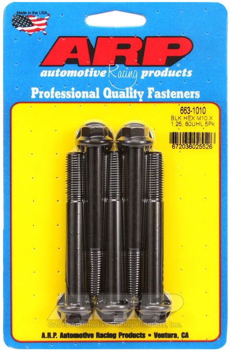 ARP M10 x 1.25 x 80 hex black oxide bolts