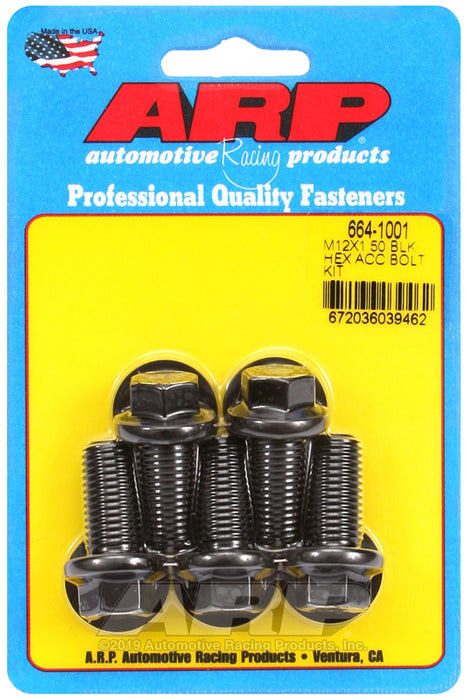 ARP M12 x 1.50 x 25 hex black oxide bolts