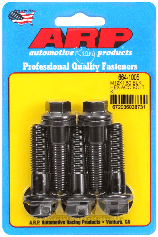 ARP M12 x 1.50 x 45 hex black oxide bolts