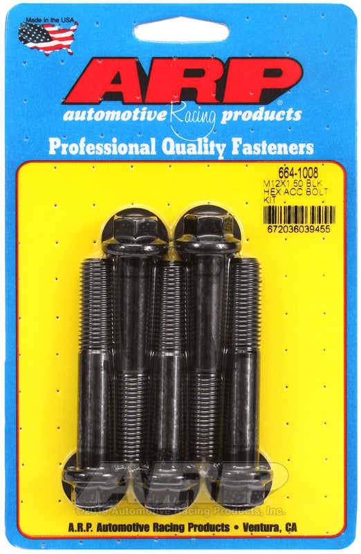 ARP M12 x 1.50 x 70 hex black oxide bolts