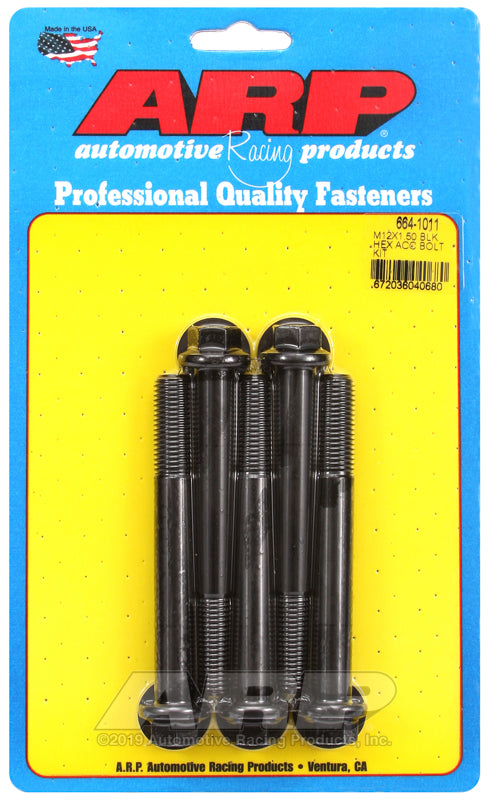 ARP M12 x 1.50 x 100 hex black oxide bolts