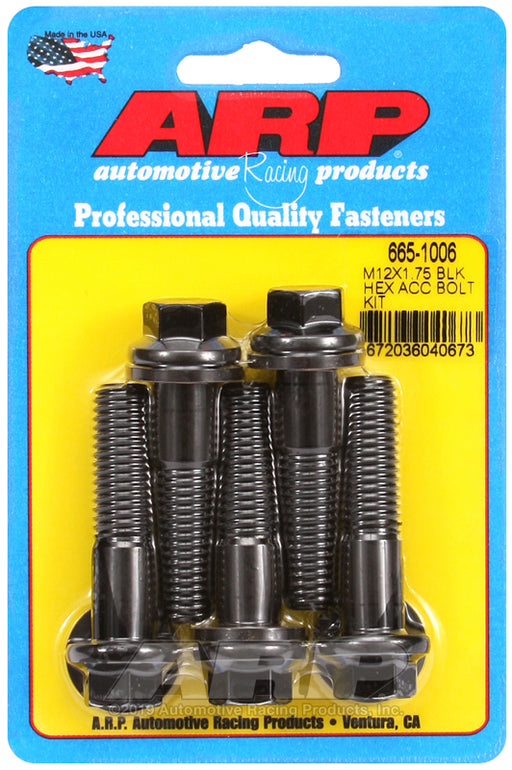 ARP M12 x 1.75 x 50 hex black oxide bolts