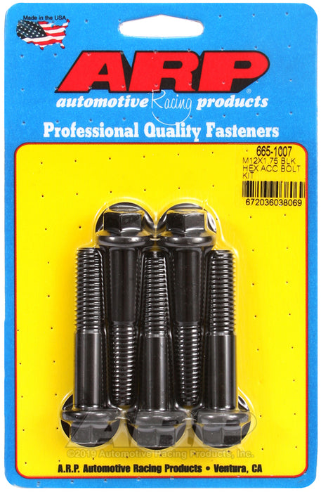 ARP M12 x 1.75 x 60 hex black oxide bolts