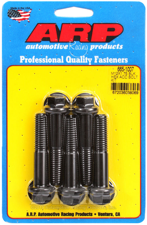 ARP M12 x 1.75 x 60 hex black oxide bolts