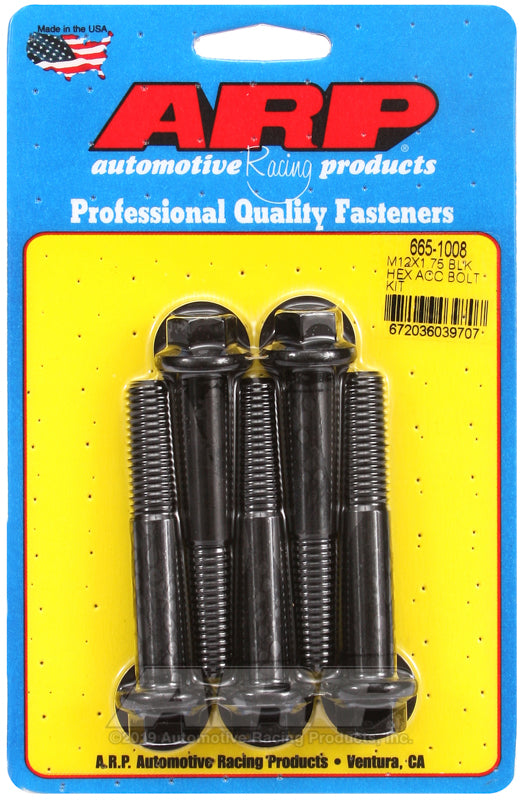 ARP M12 x 1.75 x 70 hex black oxide bolts