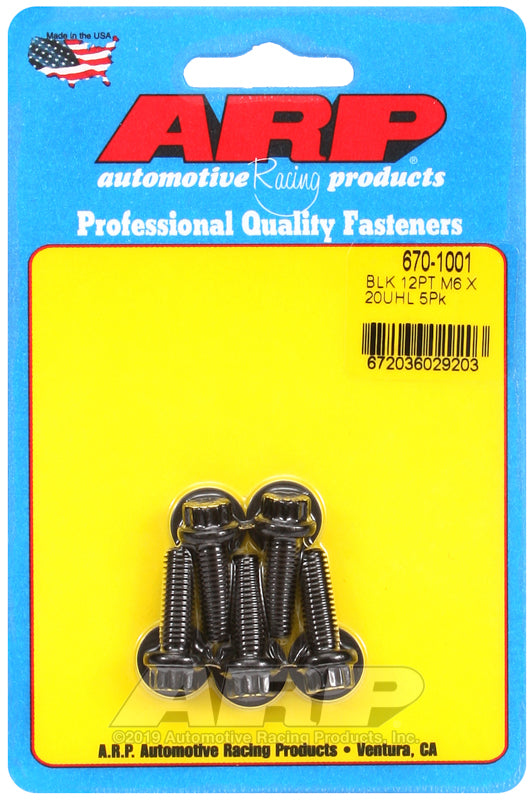 ARP M6 x 1.00 x 20 12pt black oxide bolts