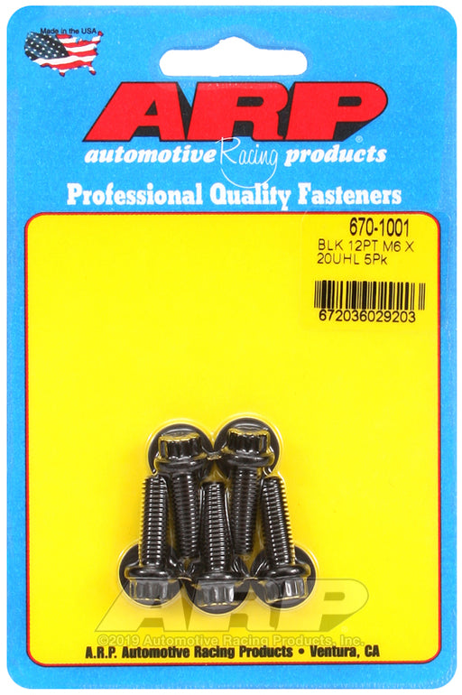 ARP M6 x 1.00 x 20 12pt black oxide bolts