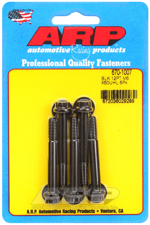 ARP M6 x 1.00 x 50 12pt black oxide bolts