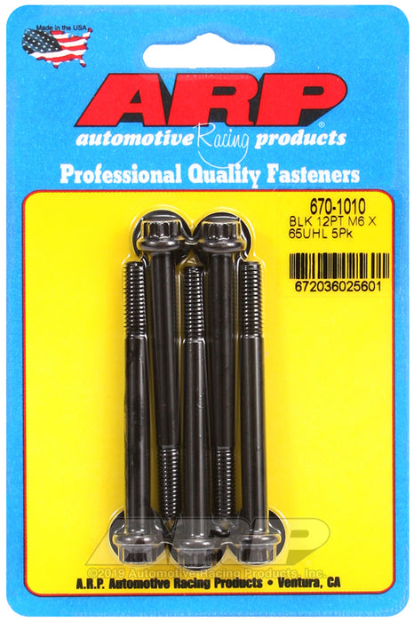 ARP M6 x 1.00 x 65 12pt black oxide bolts