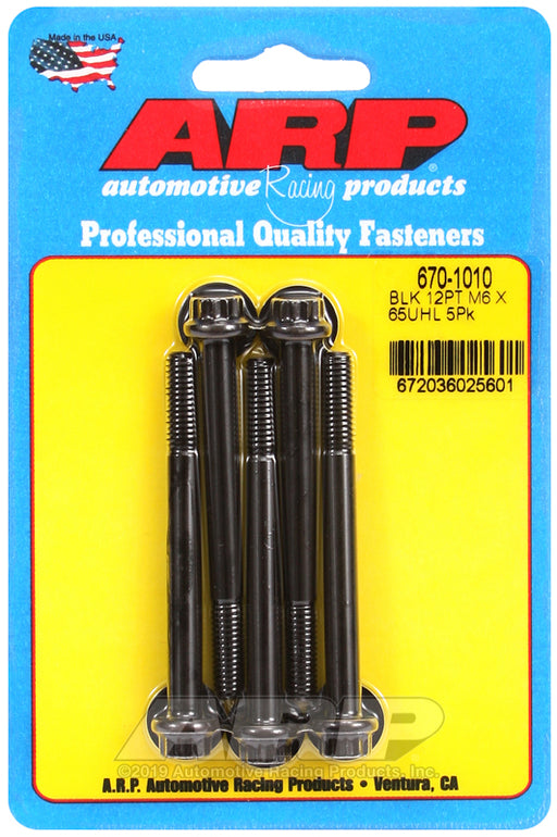 ARP M6 x 1.00 x 65 12pt black oxide bolts