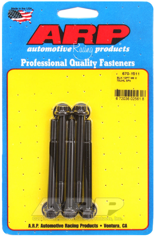 ARP M6 x 1.00 x 70 12pt black oxide bolts