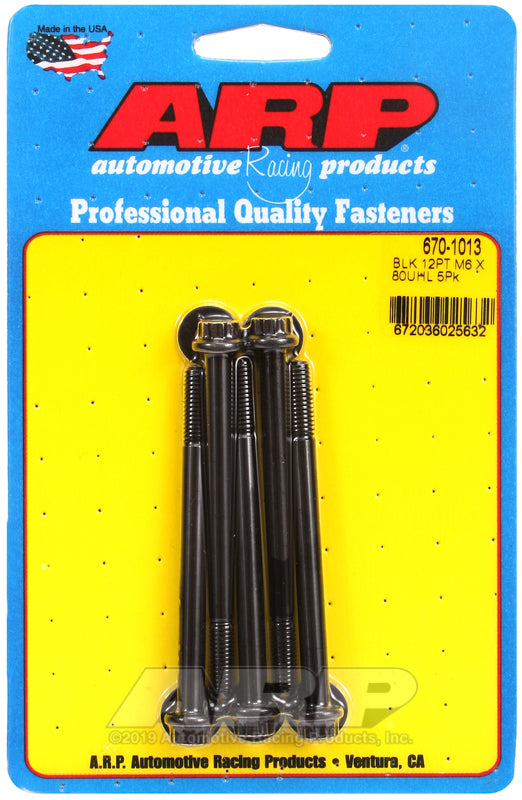 ARP M6 x 1.00 x 80 12pt black oxide bolts
