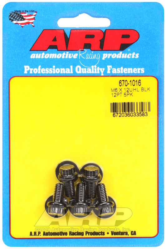 ARP M6 x 1.00 x 12  12pt black oxide bolts