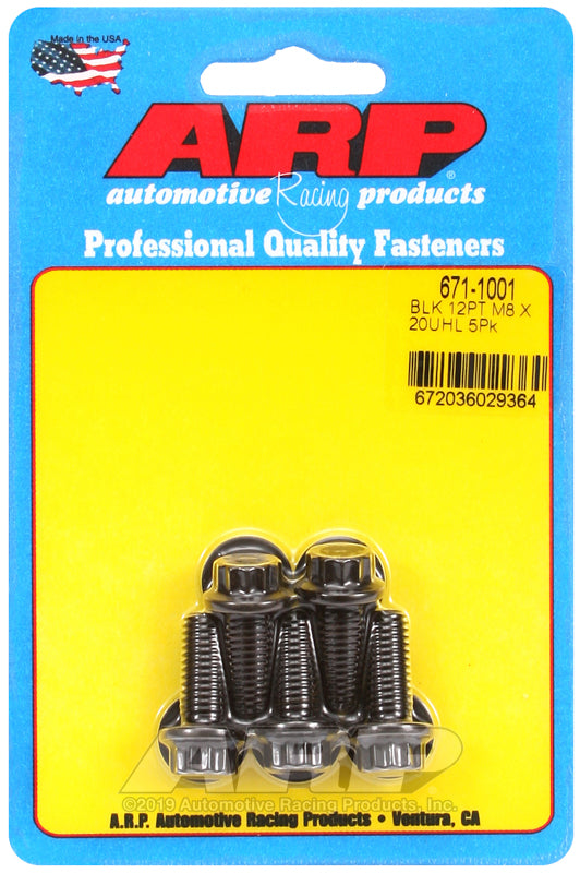 ARP M8 x 1.25 x 20 12pt black oxide bolts