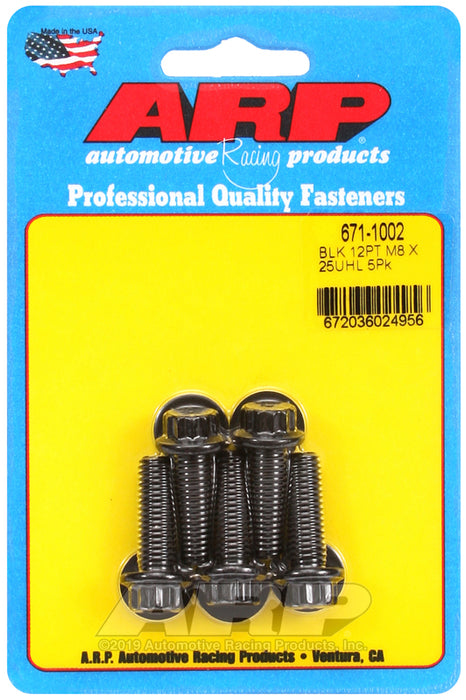 ARP M8 x 1.25 x 25 12pt black oxide bolts
