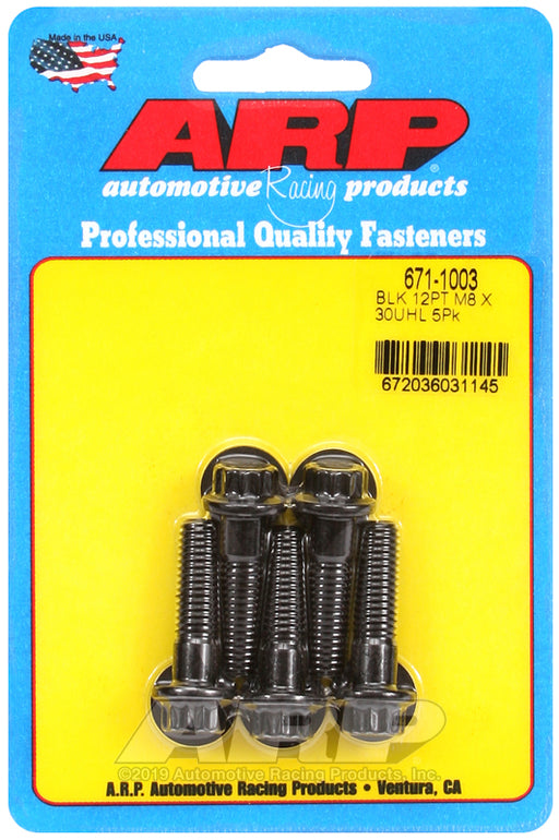 ARP M8 x 1.25 x 30 12pt black oxide bolts