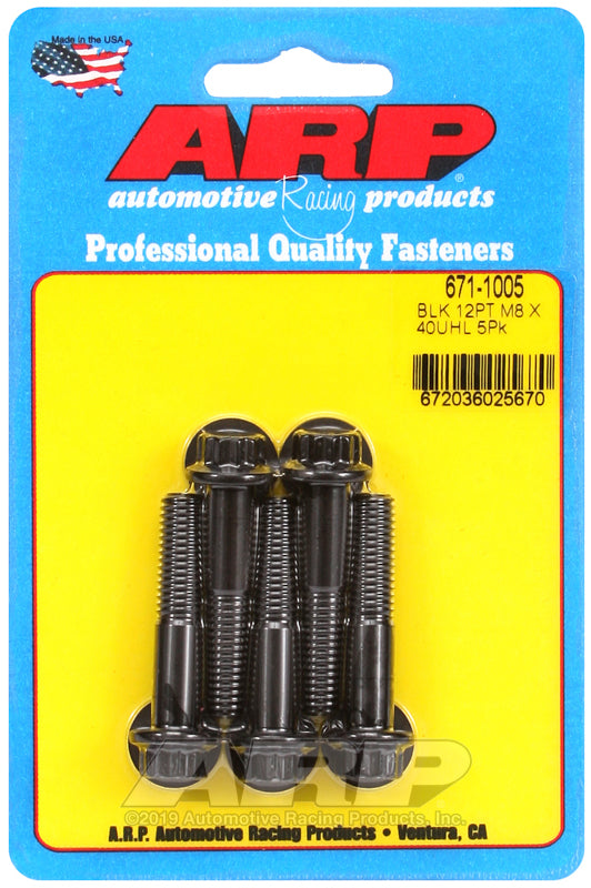 ARP M8 x 1.25 x 40 12pt black oxide bolts