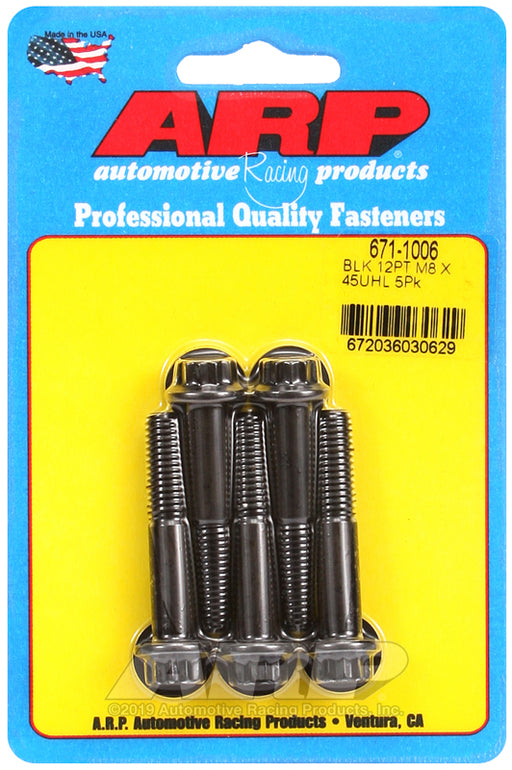 ARP M8 x 1.25 x 45 12pt black oxide bolts