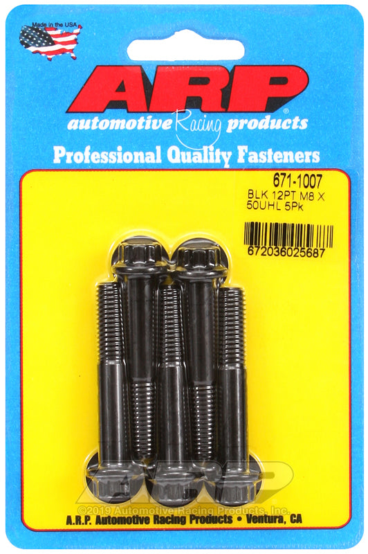 ARP M8 x 1.25 x 50 12pt black oxide bolts