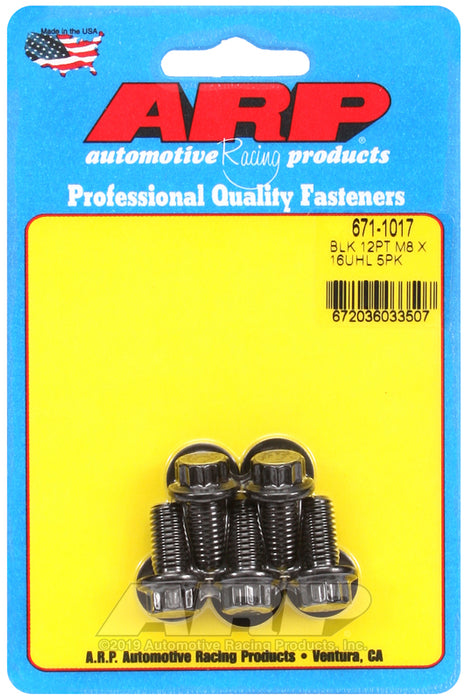 ARP M8 x 1.25 x 16 12pt black oxide bolts