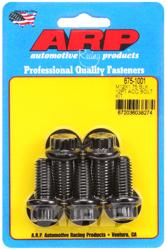ARP M12 x 1.75 x 25 12pt black oxide bolts