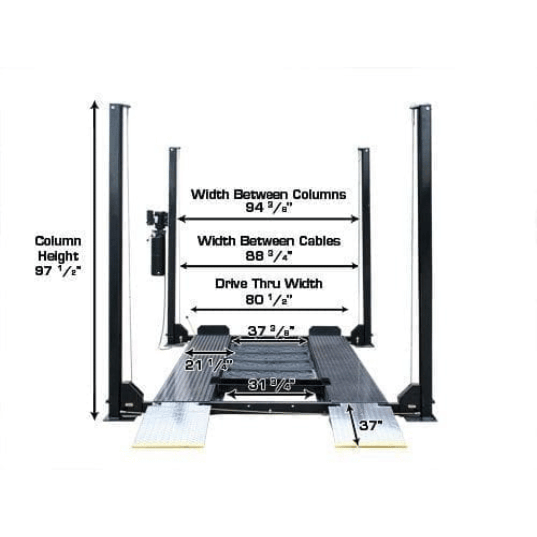 Atlas Garage PRO8000EXT 4 Post Lift + RJ35 Sliding Jacks Combo