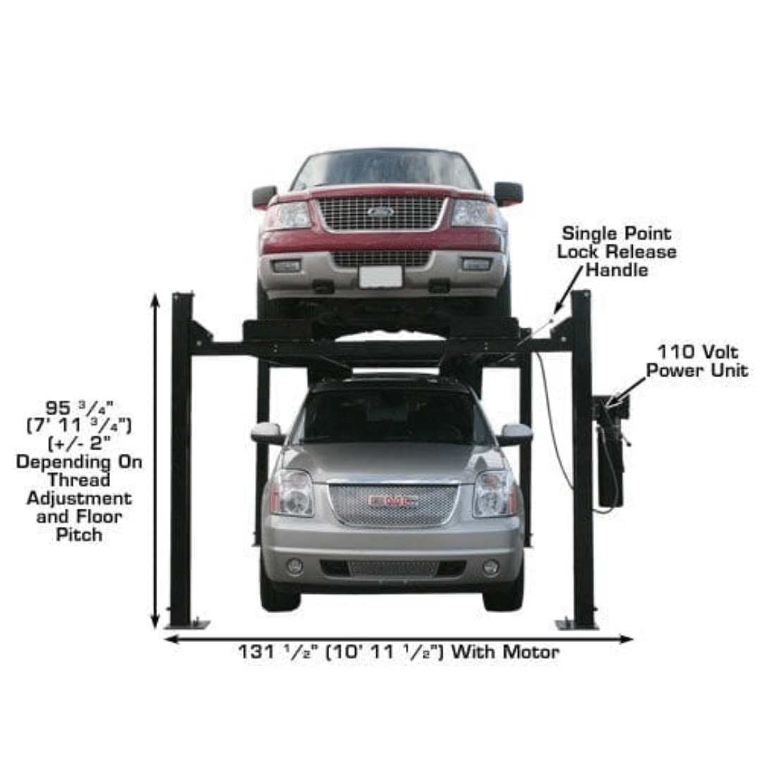 Atlas Garage PRO9000 4 Post Lift + RJ6 Rolling Jacks Combo