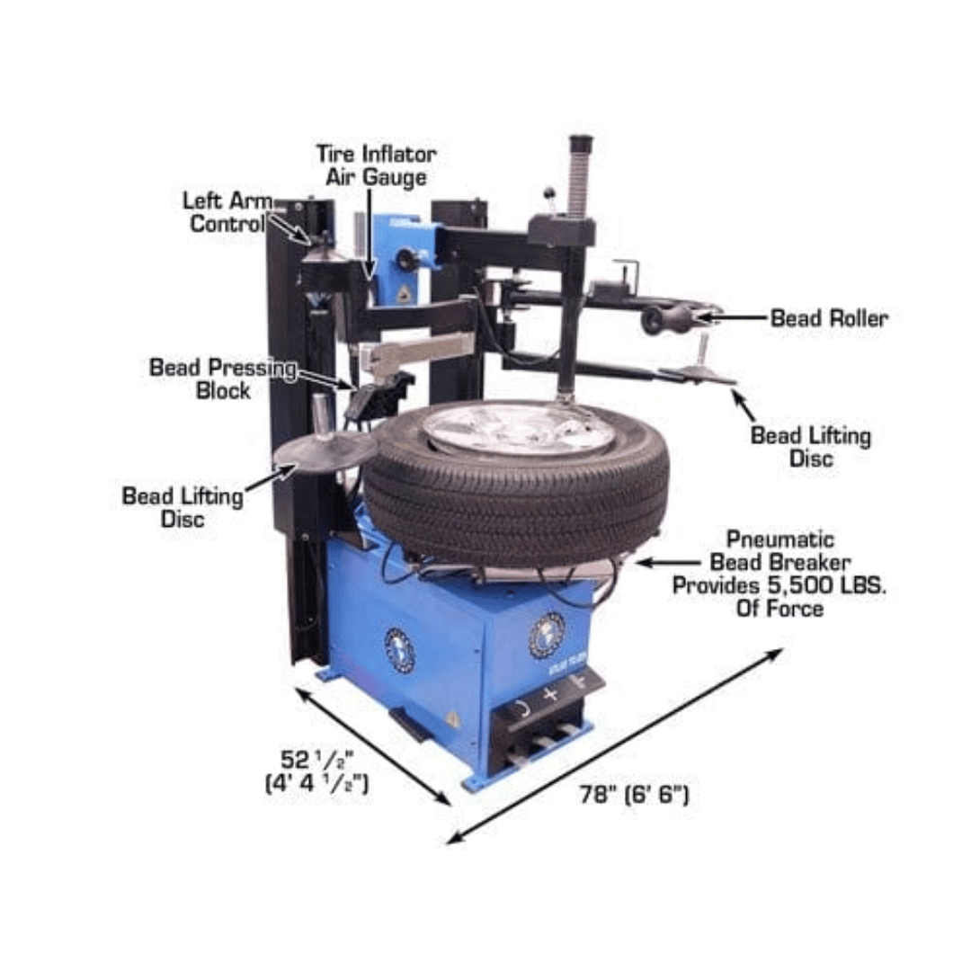 Atlas TC229 Rim-Clamp Tire Changer with Dual Arms