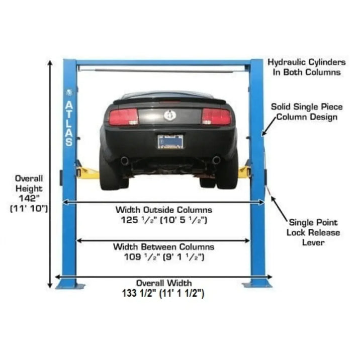 Atlas 9OHSC Overhead 9,000 lb. Capacity 2 Post Lift - Mechanic Super Store