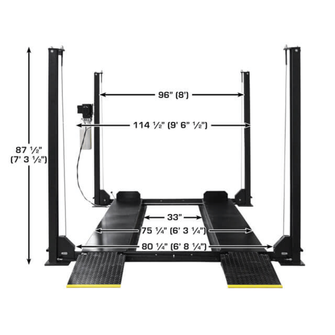 Atlas ALI Certified APEX 8 4-Post Lift + RJ35 Sliding Jacks Combo