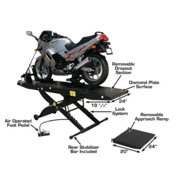 Motorcycle Lift | Atlas Cyclelift Air Operated 1,000 lb Capacity - Mechanic Super Store