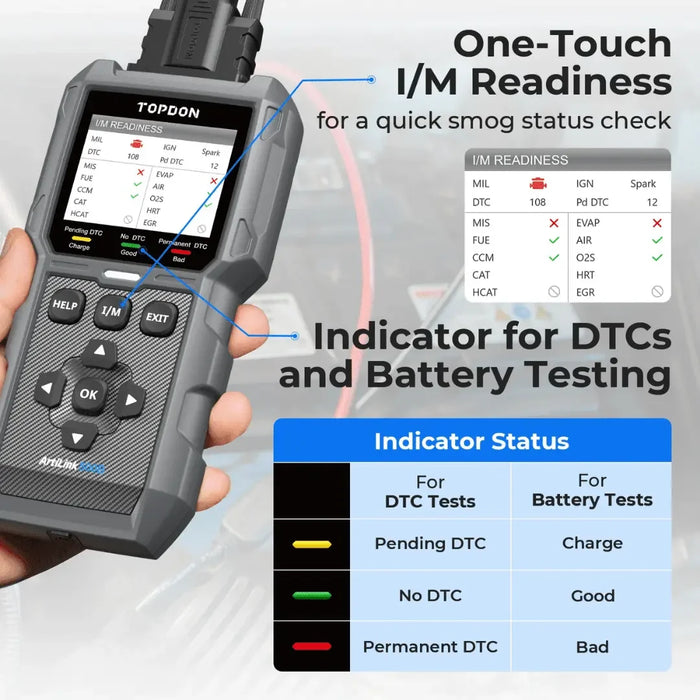 Topdon USA ArtiLink500B 2-in-1 OBDII Scanner and Battery Tester - Mechanic Super Store