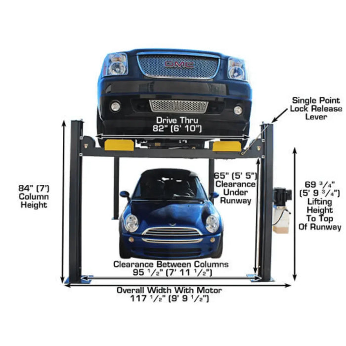 Atlas 408SL Deluxe Portable Hobbyist 8,000lb 4-Post Lift - Mechanic Super Store