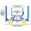 Atlas 414 14,000 lb Commercial 4-Post Lift + RJ8 Rolling Bridge Jacks Combo