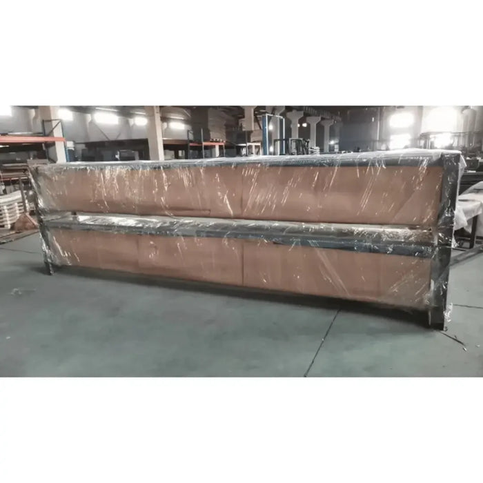 Katool KT-4H110 11,000lb 4 Post Car Lift shown packaged up for shipping inside the Mechanic Super Store Warehouse.
