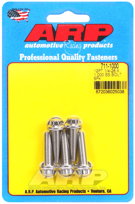 ARP 1/4-28 x 1.000 12pt SS bolts