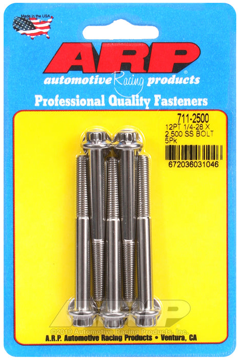 ARP 1/4-28 x 2.500 12pt SS bolts