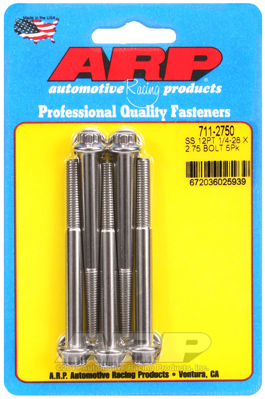 ARP 1/4-28 x 2.750 12pt SS bolts