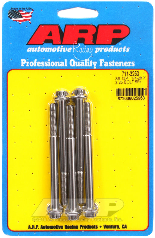 ARP 1/4-28 x 3.250 12pt SS bolts