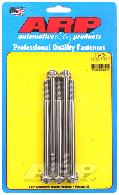 ARP 5/16-24 x 4.750 12pt SS bolts