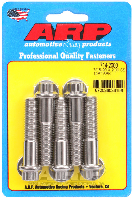ARP 7/16-20 x 2.000 12pt SS bolts