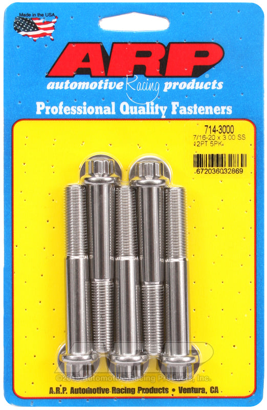 ARP 7/16-20 x 3.000 12pt SS bolts