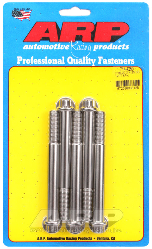 ARP 7/16-20 x 4.250 12pt SS bolts