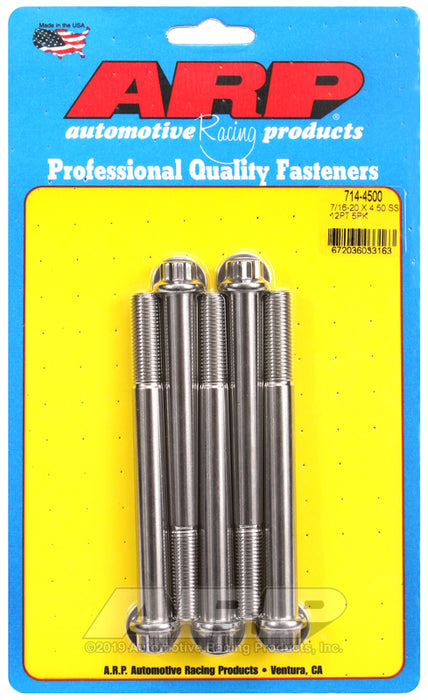 ARP 7/16-20 x 4.500 12pt SS bolts