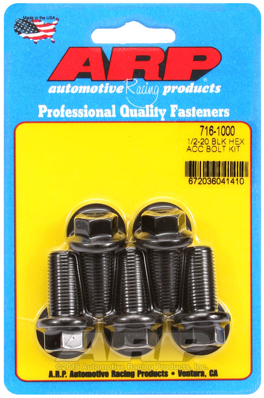 ARP 1/2-20 x 1.000 hex black oxide bolts