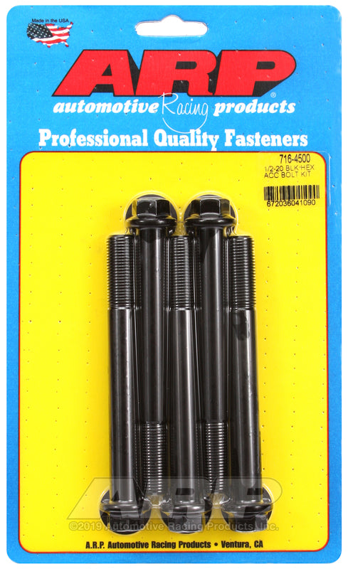ARP 1/2-20 x 4.500 hex black oxide bolts