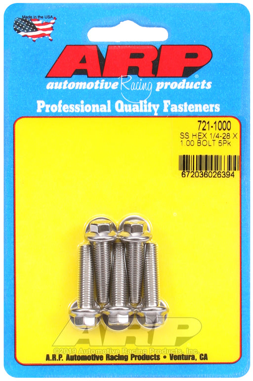 ARP 1/4-28 x 1.000 hex SS bolts