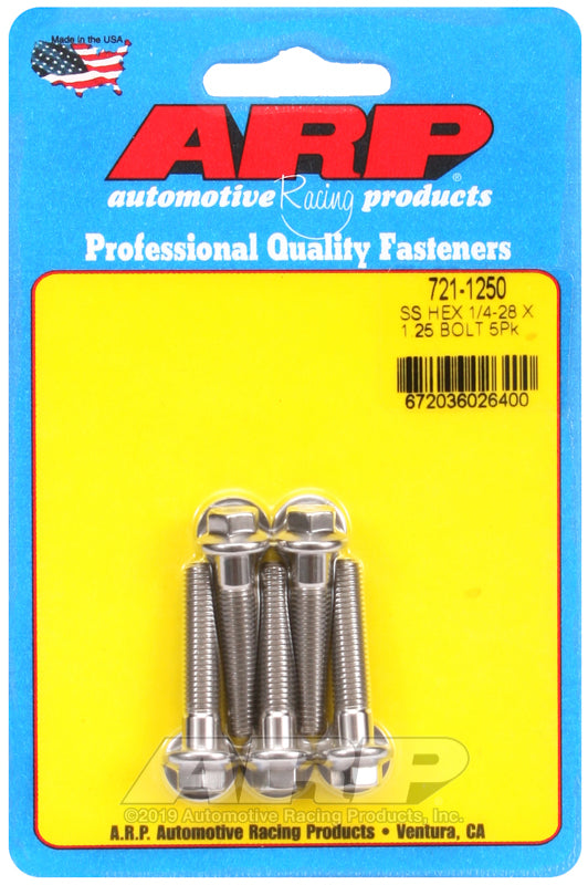 ARP 1/4-28 x 1.250 hex SS bolts