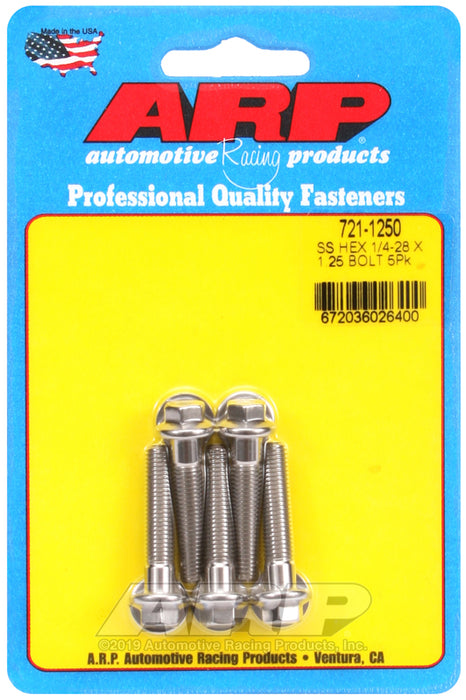 ARP 1/4-28 x 1.250 hex SS bolts