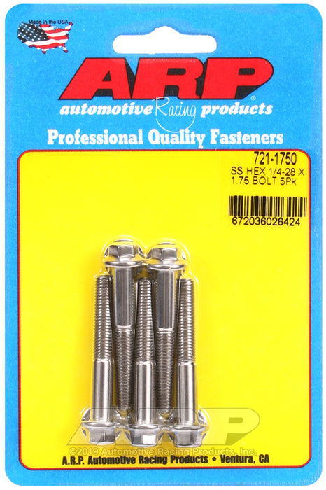 ARP 1/4-28 x 1.750 hex SS bolts